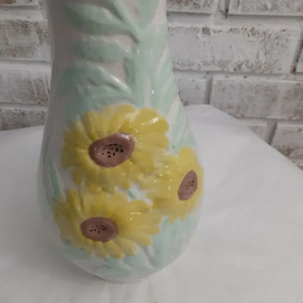 Antique Holland Mold Ceramic Vase Handpainted Romantic Note